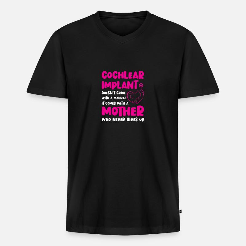 Cochlear Implant Mother Support Awareness Hearing - Männer Premium Bio T-Shirt mit V-Ausschnitt - Schwarz