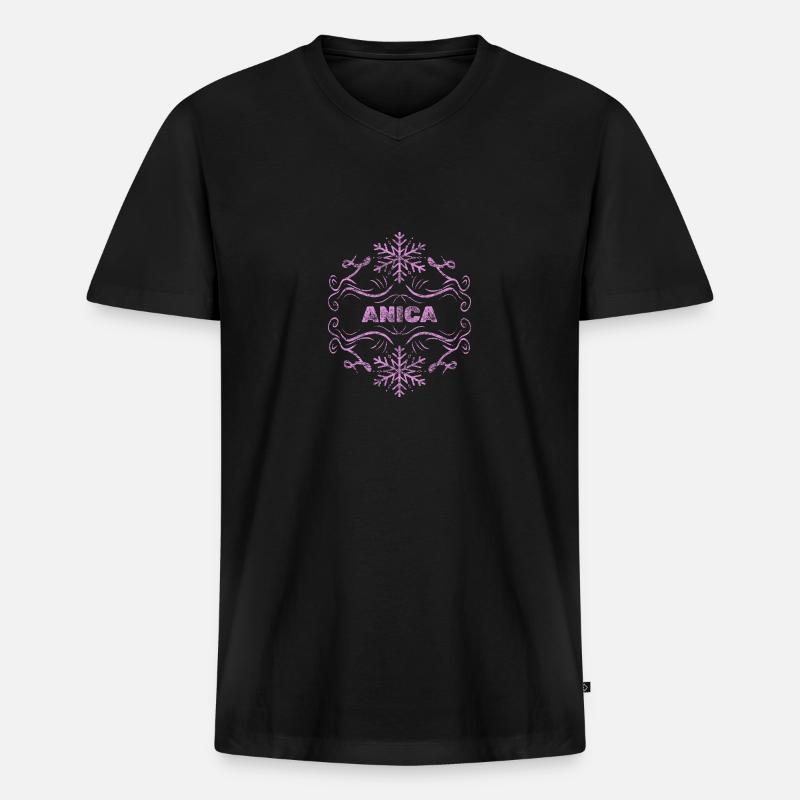 Mädchenname Anica - Männer Premium Bio T-Shirt mit V-Ausschnitt - Schwarz