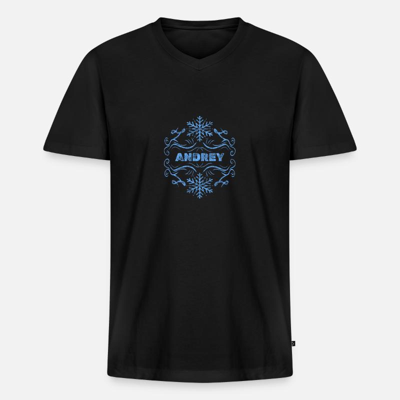 Winter Andrey - Männer Premium Bio T-Shirt mit V-Ausschnitt - Schwarz