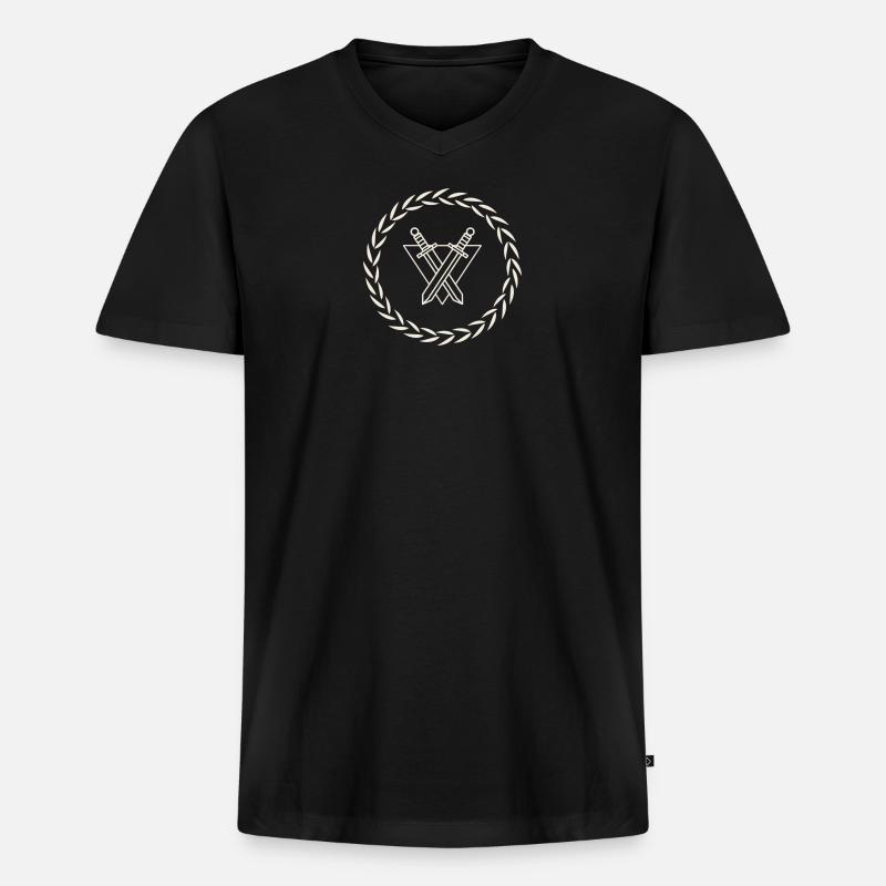 Der Krieger - Männer Premium Bio T-Shirt mit V-Ausschnitt - Schwarz