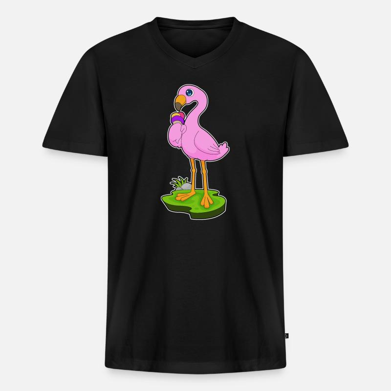 Flamingo Waffeleis - Männer Premium Bio T-Shirt mit V-Ausschnitt - Schwarz