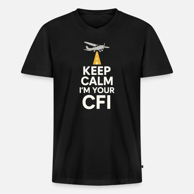 Fluglehrer Cfi Pilot Luftfahrtlehrer - Männer Premium Bio T-Shirt mit V-Ausschnitt - Schwarz