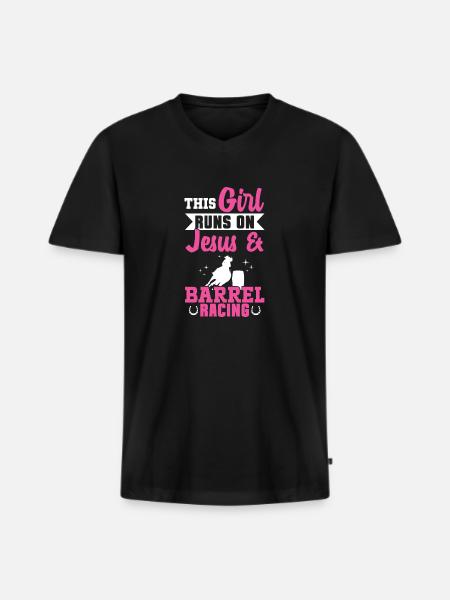Rodeo Barrel Racing Pferd - Männer Premium Bio T-Shirt mit V-Ausschnitt - Schwarz