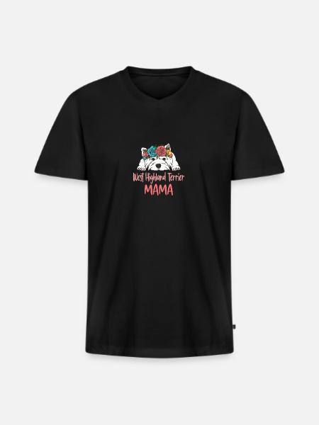 WEST HIGHLAND TERRIER MAMA - Men's Premium Organic T-shirt with V-neck - black