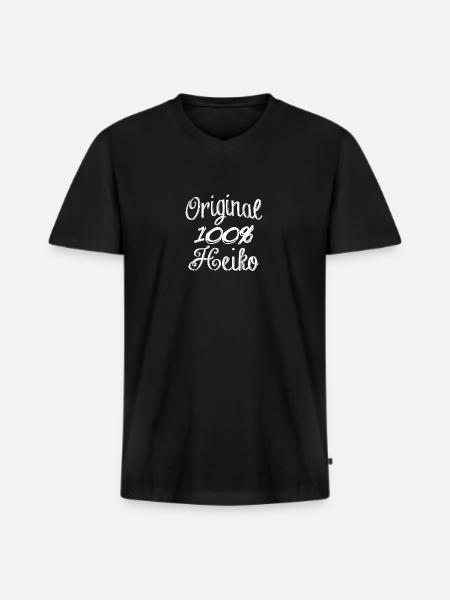 Original 100% Heiko - Men's Premium Organic T-shirt with V-neck - black
