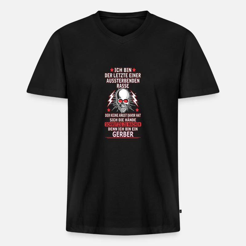 GERBER - Männer Premium Bio T-Shirt mit V-Ausschnitt - Schwarz