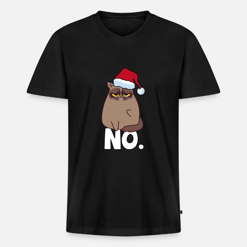 Grumpy Cat Ugly Sweater - Männer Premium Bio T-Shirt mit V-Ausschnitt - Schwarz