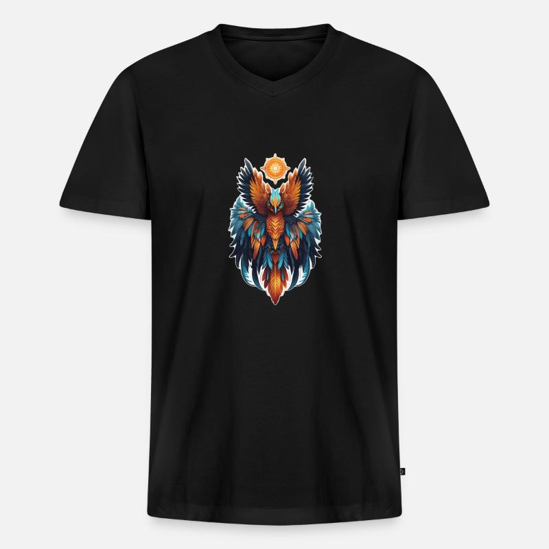 Phönix - Phönix - Feuervogel - Männer Premium Bio T-Shirt mit V-Ausschnitt - Schwarz