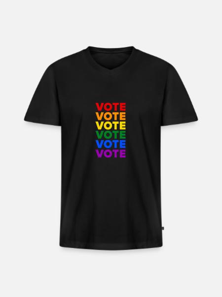 Repeat Voting – Pride Flag - LGBTQIA+ - Men's Premium Organic T-shirt with V-neck - black