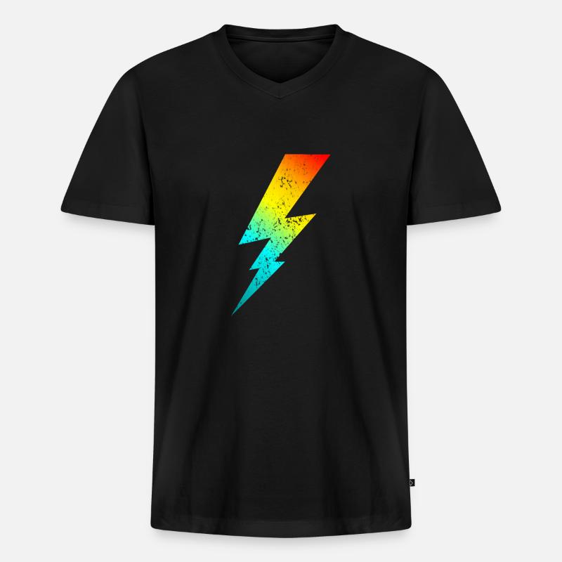 80s bolt lighting classic - Männer Premium Bio T-Shirt mit V-Ausschnitt - Schwarz