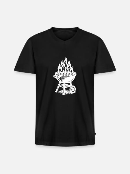 Grill Fire Grilling - Men's Premium Organic T-shirt with V-neck - black