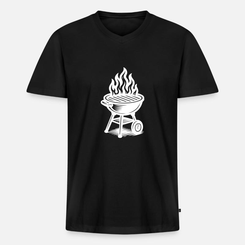 Grill Fire Grilling - Men's Premium Organic T-shirt with V-neck - black