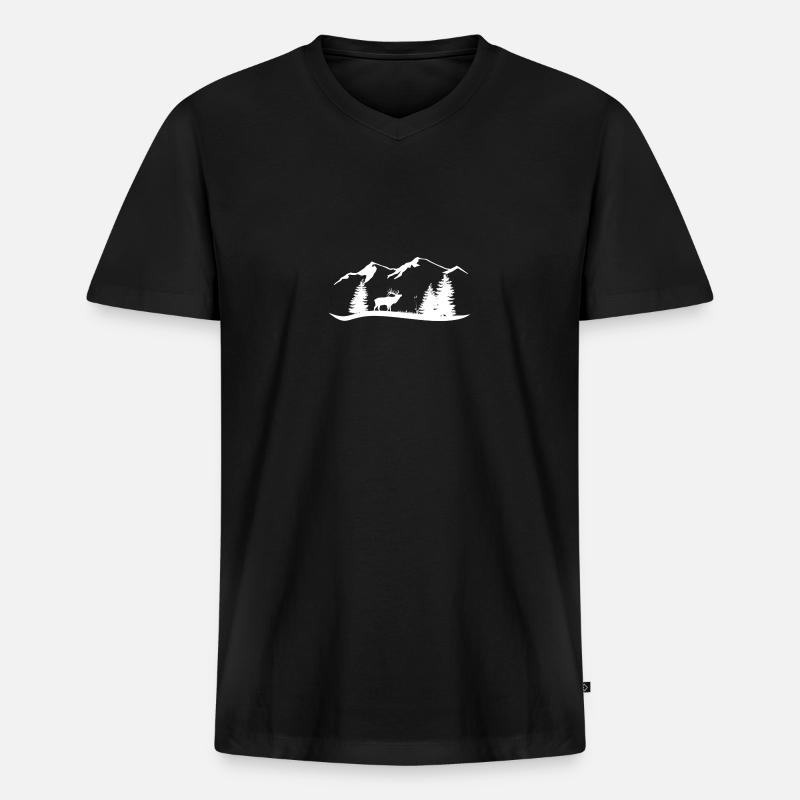 Berge - Männer Premium Bio T-Shirt mit V-Ausschnitt - Schwarz