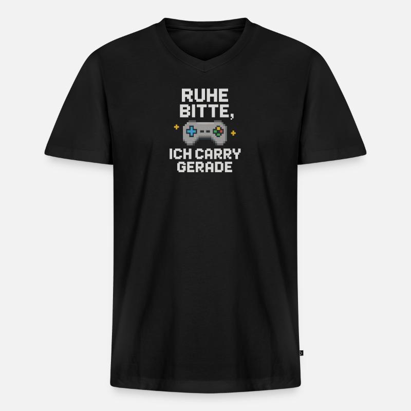 Silence Please Pixel Controller Graphics - Men's Premium Organic T-shirt with V-neck - black