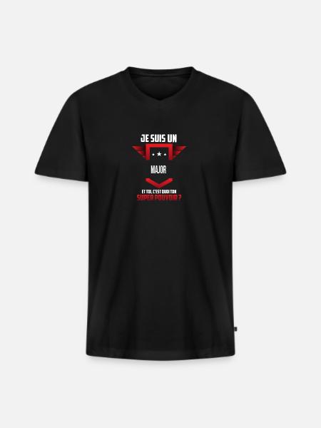Major - T-shirt encolure en V Premium bio Homme - noir