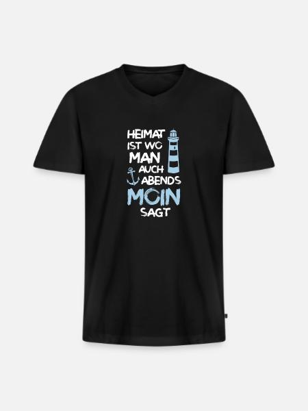 HeimatistMoin - Männer Premium Bio T-Shirt mit V-Ausschnitt - Schwarz