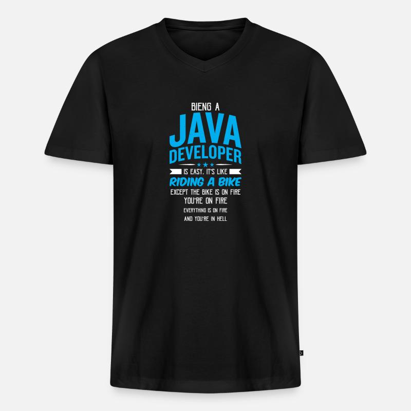 Java Developer - Männer Premium Bio T-Shirt mit V-Ausschnitt - Schwarz