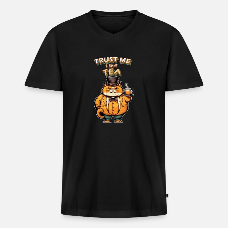 Vertrau mir Katzentee - Männer Premium Bio T-Shirt mit V-Ausschnitt - Schwarz