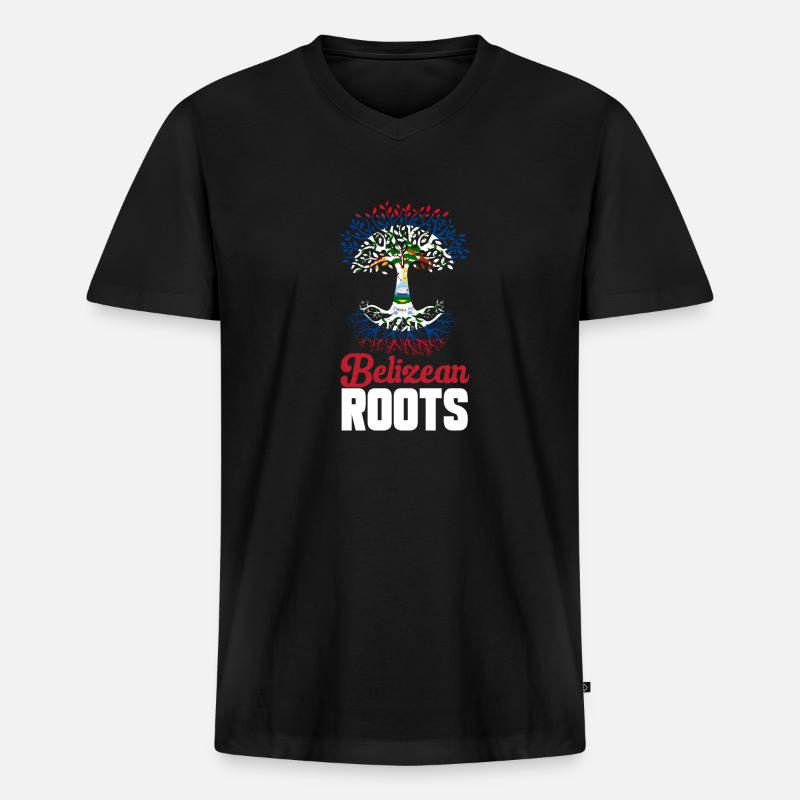 Belize Flagge Belizer - Männer Premium Bio T-Shirt mit V-Ausschnitt - Schwarz