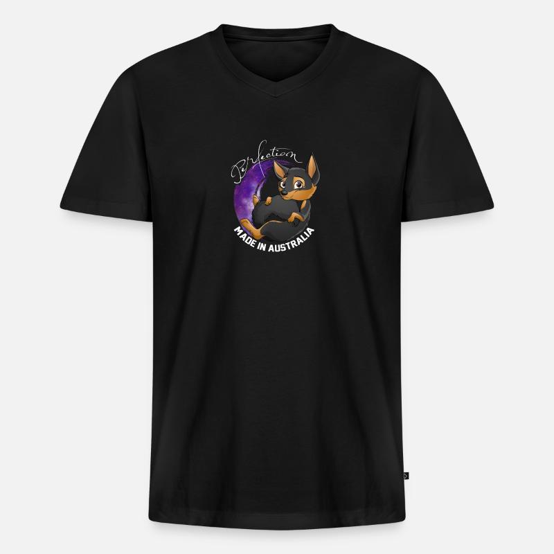 Kelpie Galaxy - Black Fire - Männer Premium Bio T-Shirt mit V-Ausschnitt - Schwarz
