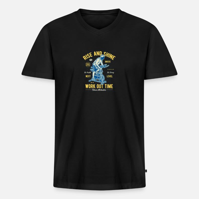 Work Out Time - Männer Premium Bio T-Shirt mit V-Ausschnitt - Schwarz