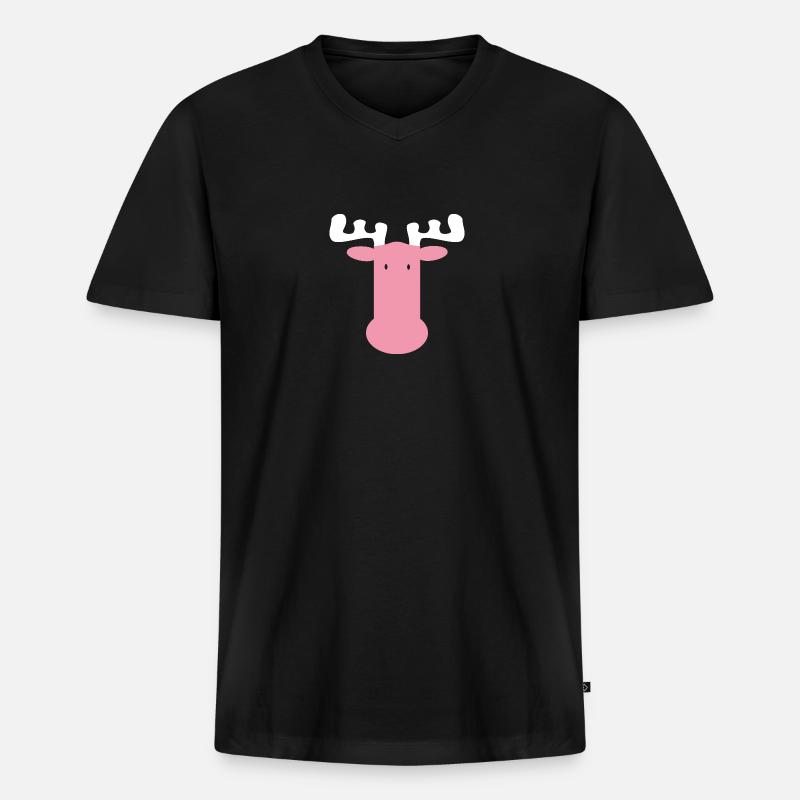 ELCH - MOOSE - Männer Premium Bio T-Shirt mit V-Ausschnitt - Schwarz
