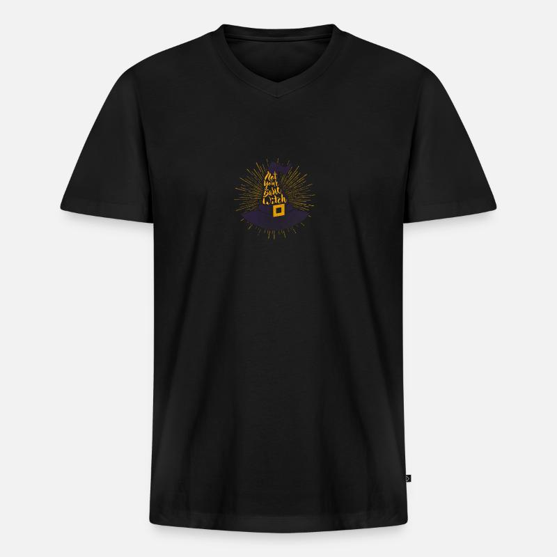 Not your basic witch / Halloween - Männer Premium Bio T-Shirt mit V-Ausschnitt - Schwarz