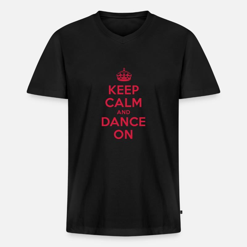 keep calm and dance on - Männer Premium Bio T-Shirt mit V-Ausschnitt - Schwarz