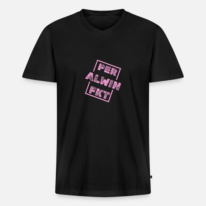 Alwin Alwin - Männer Premium Bio T-Shirt mit V-Ausschnitt - Schwarz
