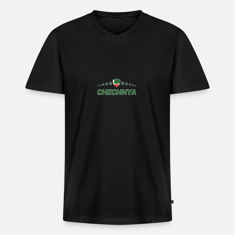 Tschetschenien - Männer Premium Bio T-Shirt mit V-Ausschnitt - Schwarz