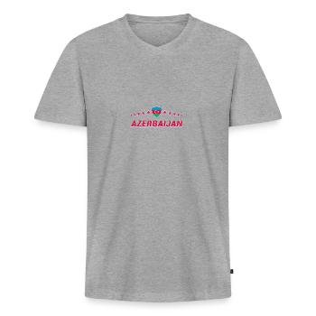 Azerbaïdjan - T-shirt encolure en V Premium bio Homme - gris chiné - Devant