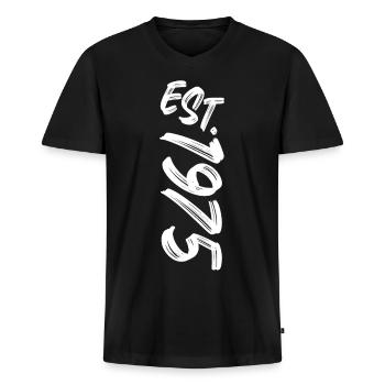 Est. 1975 - Established 1975 - Geburtstag Geschenk - Männer Premium Bio T-Shirt mit V-Ausschnitt - Schwarz - Vorne - Nico (187cm)