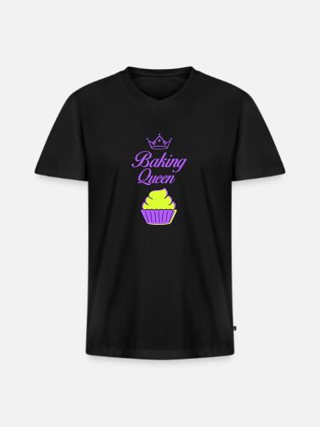 baking queen - Männer Premium Bio T-Shirt mit V-Ausschnitt - Schwarz