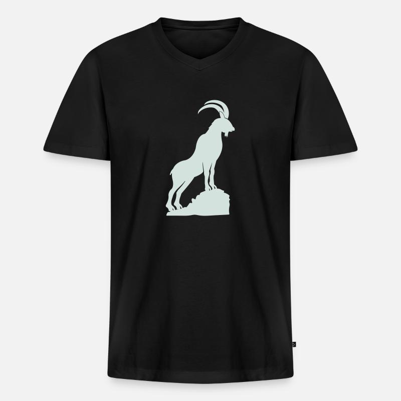 steinbock 01 - Männer Premium Bio T-Shirt mit V-Ausschnitt - Schwarz