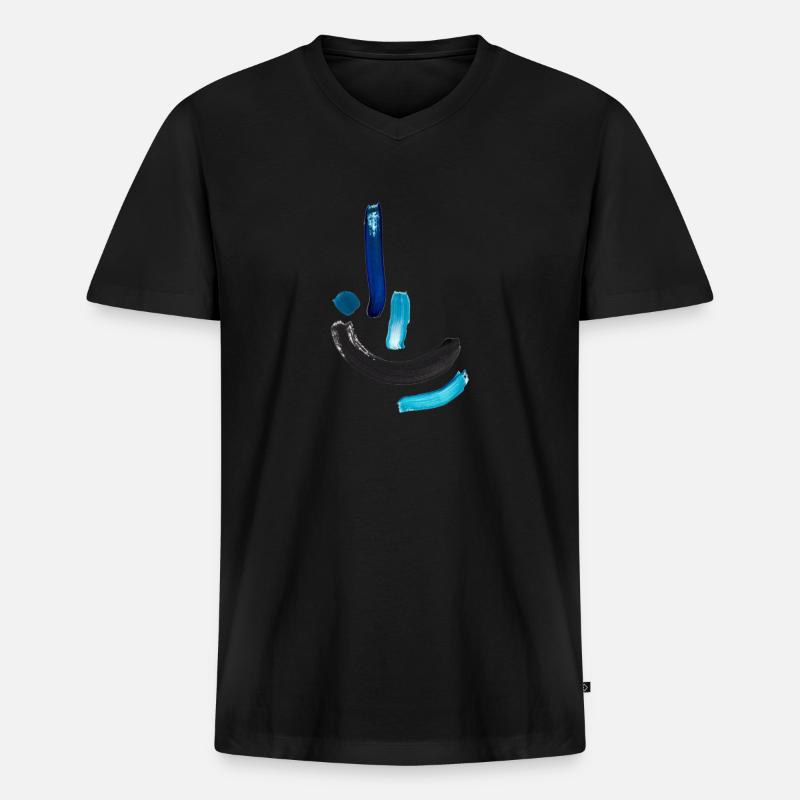 Blue Tee - Männer Premium Bio T-Shirt mit V-Ausschnitt - Schwarz