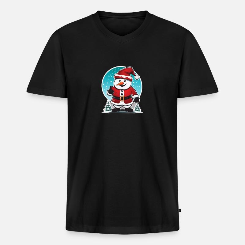 cooler Schneemann - Männer Premium Bio T-Shirt mit V-Ausschnitt - Schwarz