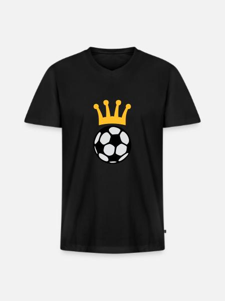 KING FOOTBALL - Men's Premium Organic T-shirt with V-neck - black