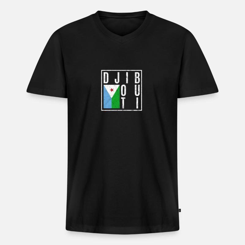 Dschibuti - Männer Premium Bio T-Shirt mit V-Ausschnitt - Schwarz