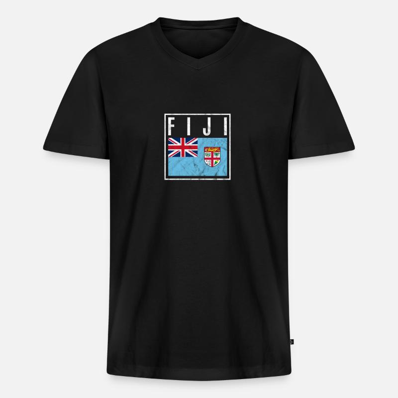Fidschi - Männer Premium Bio T-Shirt mit V-Ausschnitt - Schwarz
