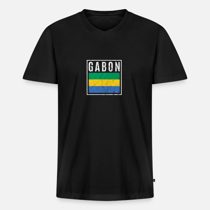 Gabun - Männer Premium Bio T-Shirt mit V-Ausschnitt - Schwarz