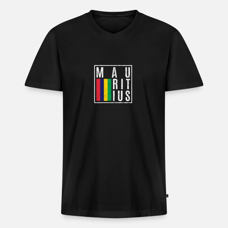 Mauritius - Männer Premium Bio T-Shirt mit V-Ausschnitt - Schwarz
