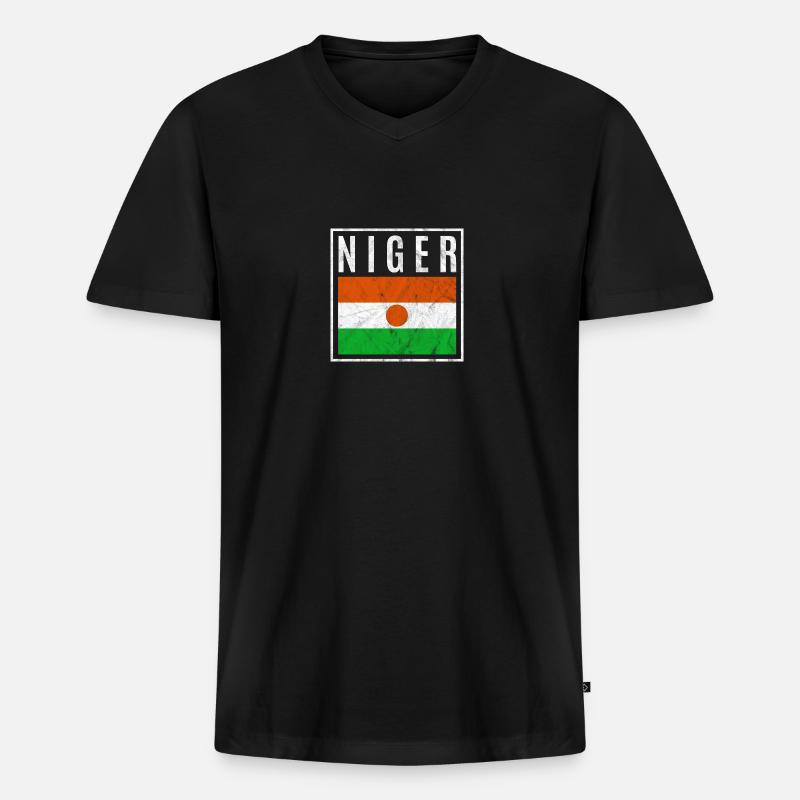 Niger - Männer Premium Bio T-Shirt mit V-Ausschnitt - Schwarz
