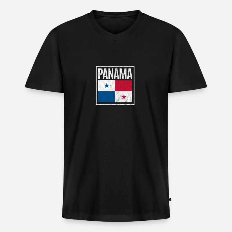 Panama - Männer Premium Bio T-Shirt mit V-Ausschnitt - Schwarz