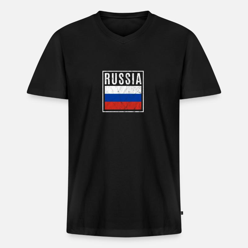 Russland - Männer Premium Bio T-Shirt mit V-Ausschnitt - Schwarz