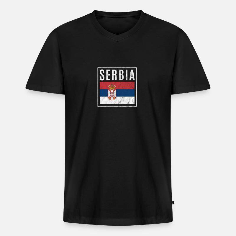 Serbien - Männer Premium Bio T-Shirt mit V-Ausschnitt - Schwarz