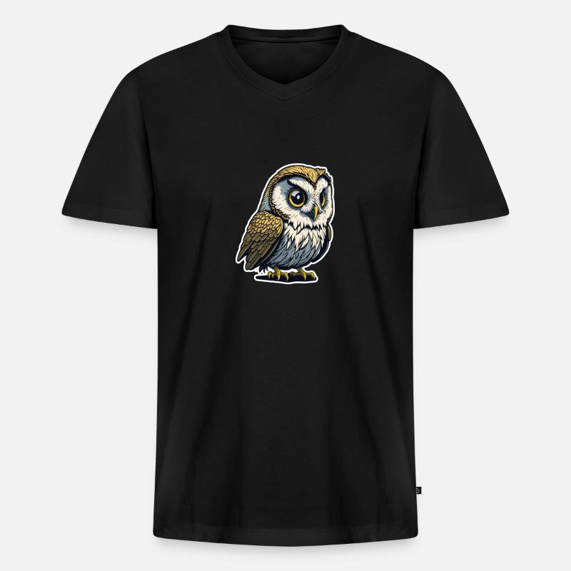 Eule 2 - Männer Premium Bio T-Shirt mit V-Ausschnitt - Schwarz