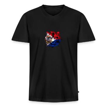 Saint-Martin - T-shirt encolure en V Premium bio Homme - noir - Devant - Nico (187cm)