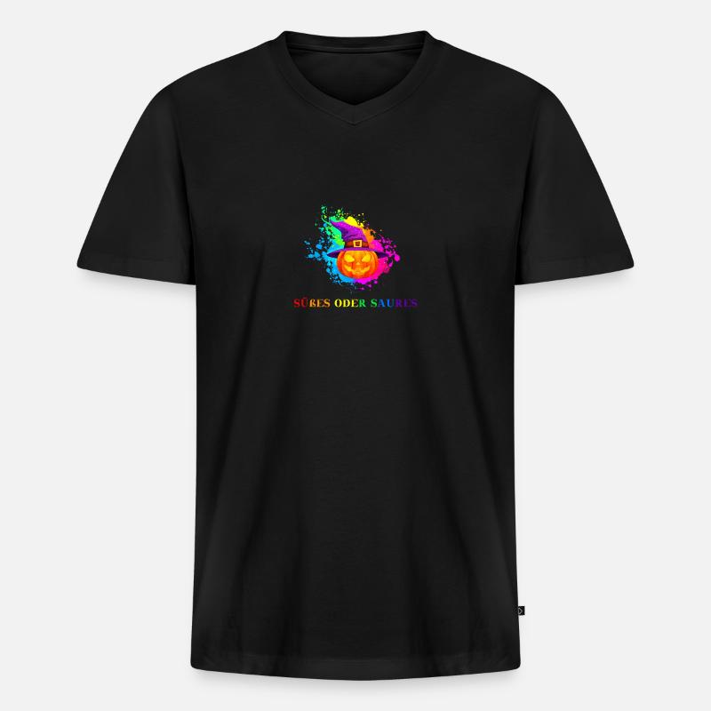 Halloween Süßes oder Saures Geschenkidee - Männer Premium Bio T-Shirt mit V-Ausschnitt - Schwarz