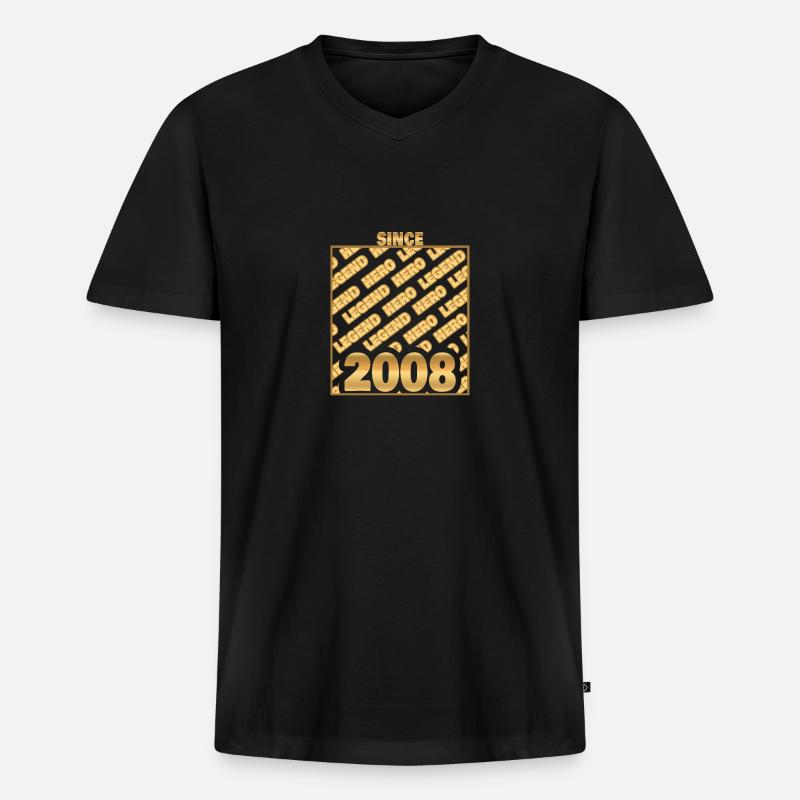 2008 - Männer Premium Bio T-Shirt mit V-Ausschnitt - Schwarz