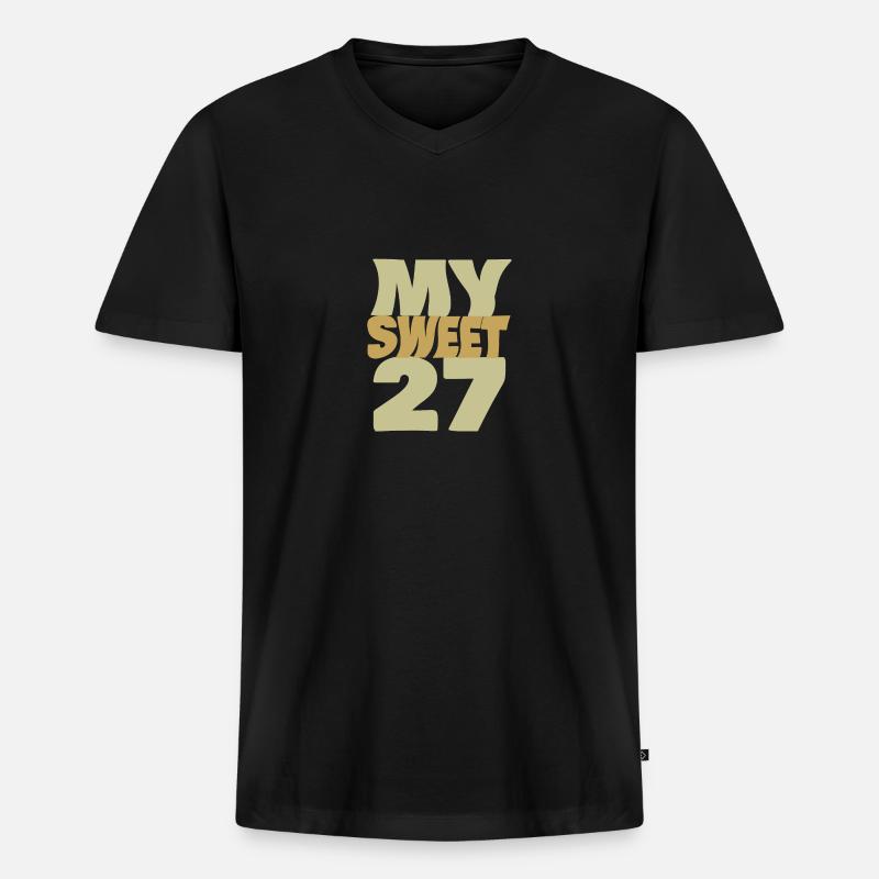27 - Männer Premium Bio T-Shirt mit V-Ausschnitt - Schwarz